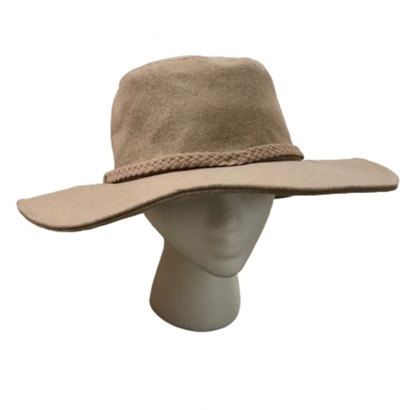 ASN Anthropologie Harper Felt Floppy Sun Hat Neutral Tan Anthro New NWT - Picture 2 of 7